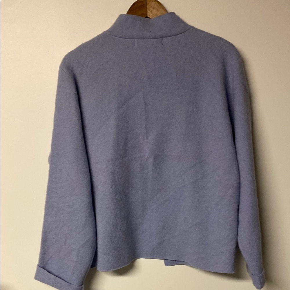 Herman Geist 100% wool periwinkle blue cardigan sweater - Picture 8 of 10
